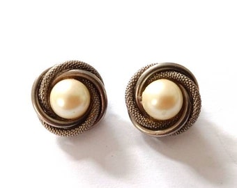 Clips d'oreilles en perles vintage, boucles d'oreilles anciennes, clips d'oreilles, antiques, clips d'oreilles en perles antiques,