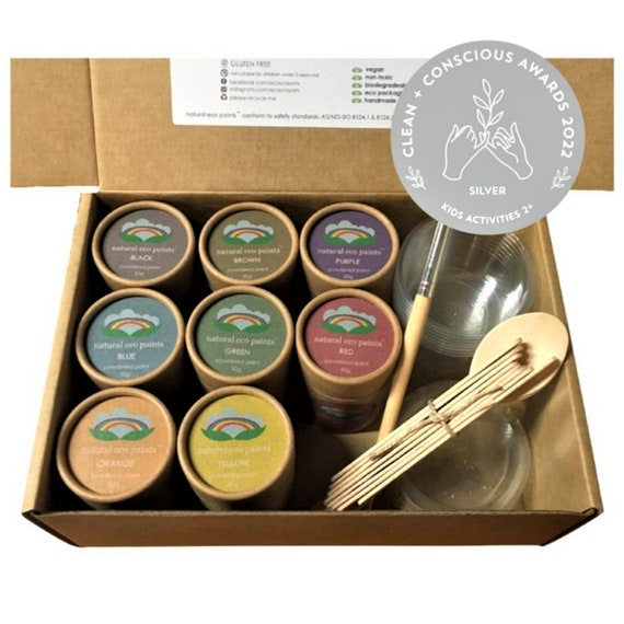 Natural Eco Paints: Eco-friendly Plant-based Paint Kit for Children Non- toxic, Natural, Vegan, and Gluten Free Paint 
