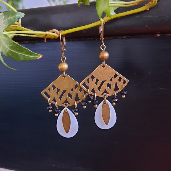 boucles d'oreilles, Bijoux fantaisies, Femme, Cadeau Noël, Fait main