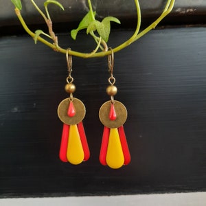 Boucles d'oreilles rouges, Bijoux fait main, Bijoux bohèmes,