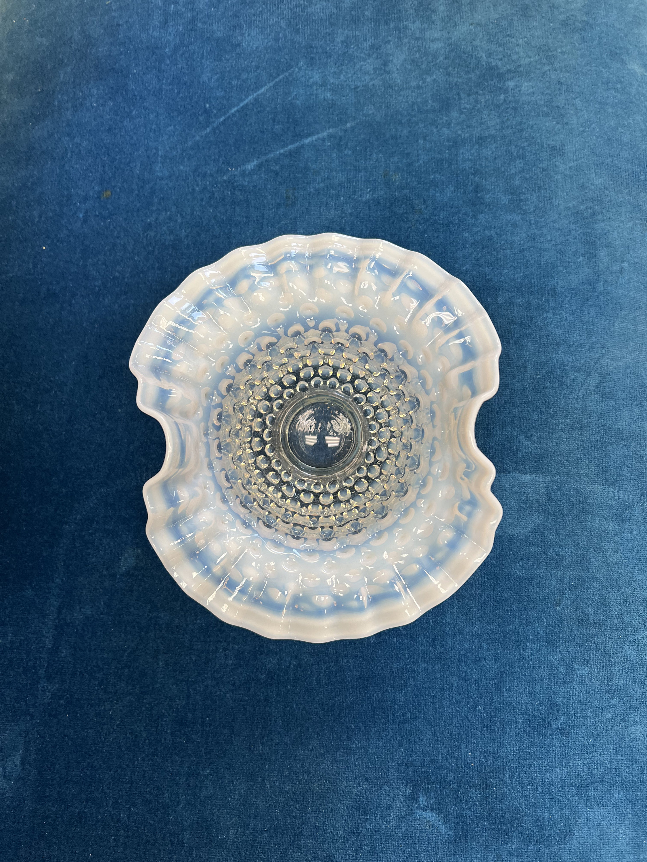 Fenton Art Glass Moonstone Opalescent Hobnail Ruffled Vase - Etsy