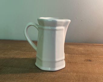 Vintage Pfaltzgraff White Creamer Pitcher Farmhouse Ironstone Style Milk Jug Rustic Decor