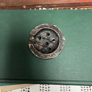 Vintage Black Textured Ceramic Flower Frog - 6 holes - 2.25” x .75” -  “MADE IN JAPAN”