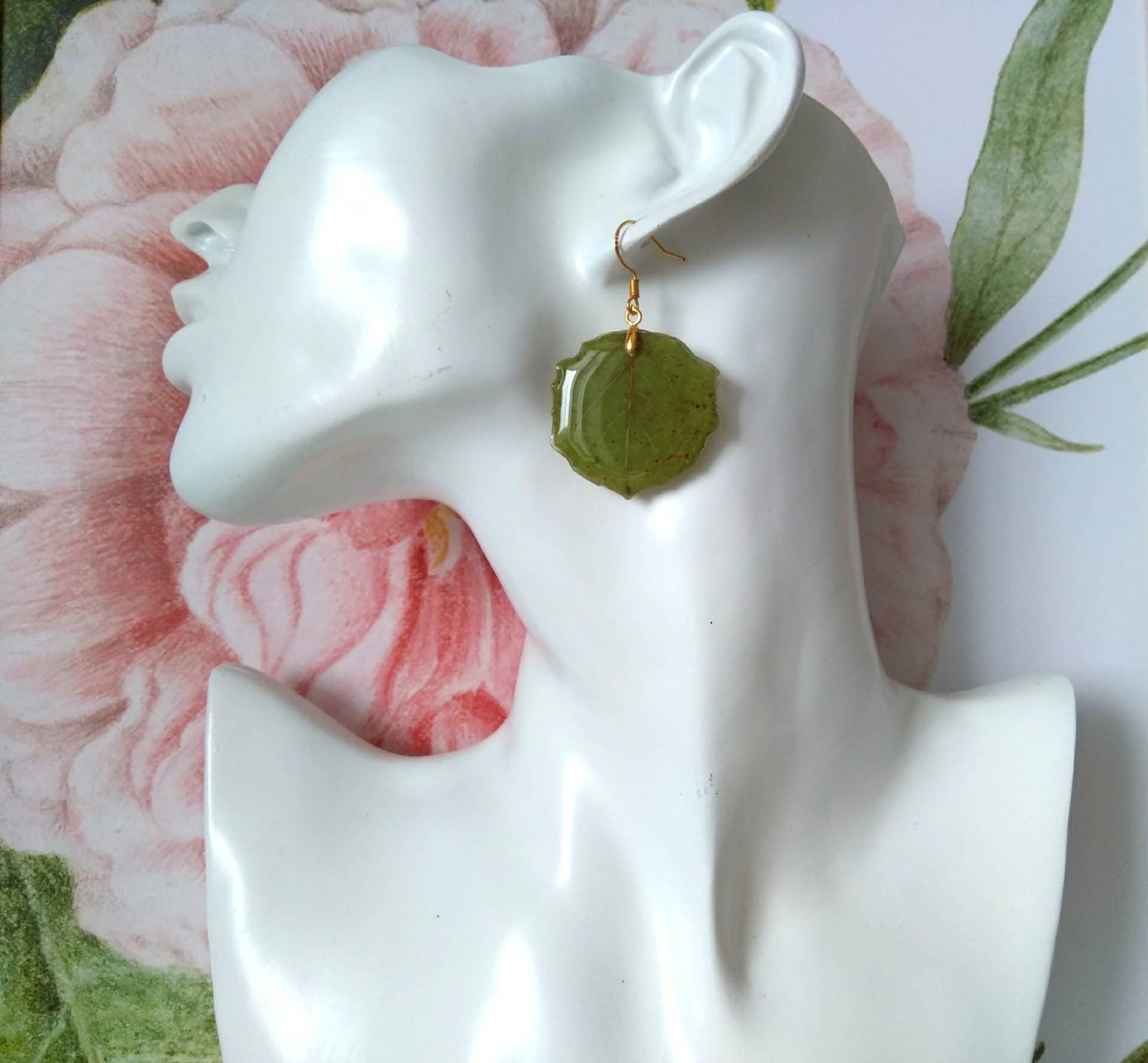 Dangle leaf earrings Nature earrings Leaf resin earrings Resin Etsy