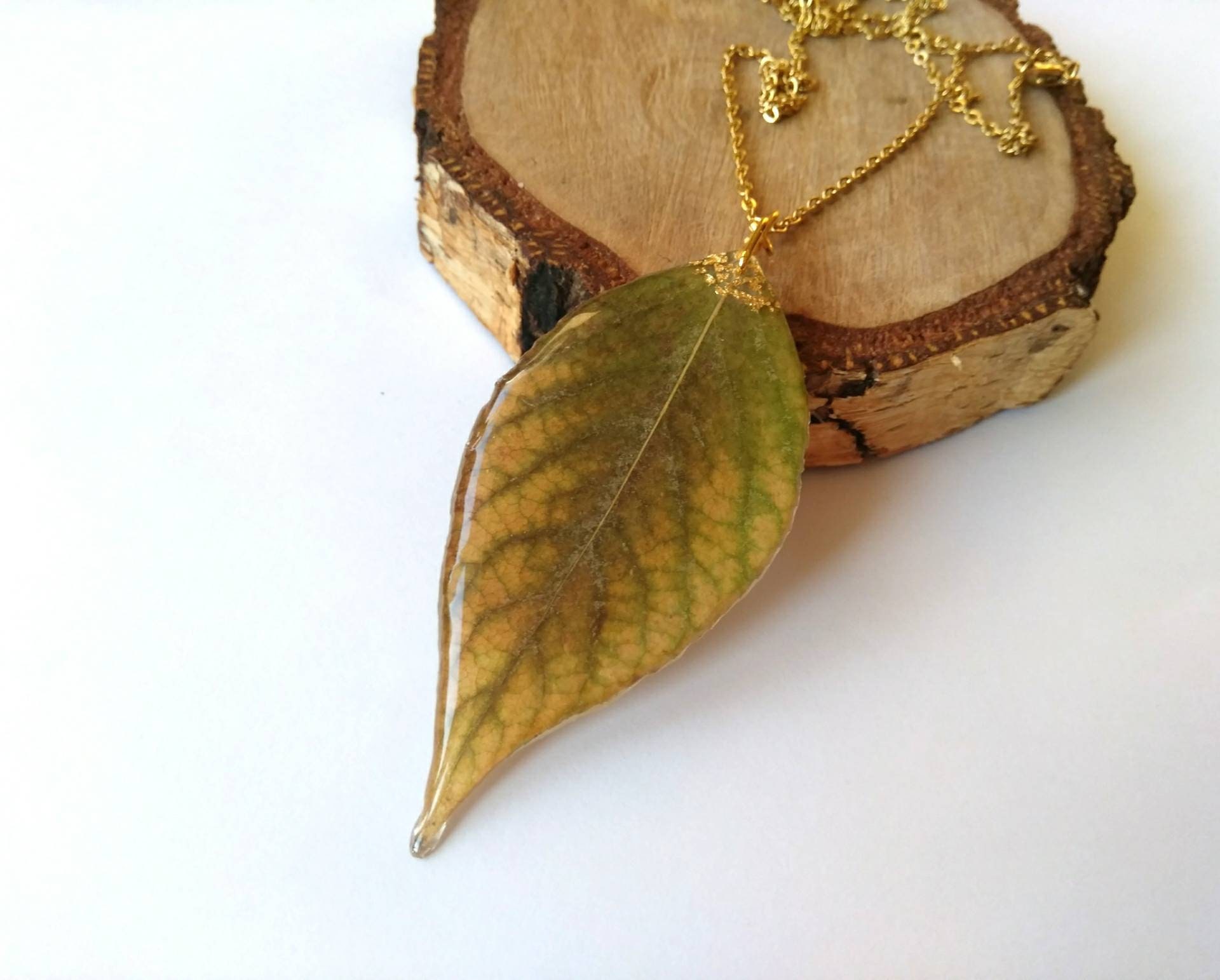 Real leaf necklace Real leaf jewelry Resin leaf Pendant Nature Etsy