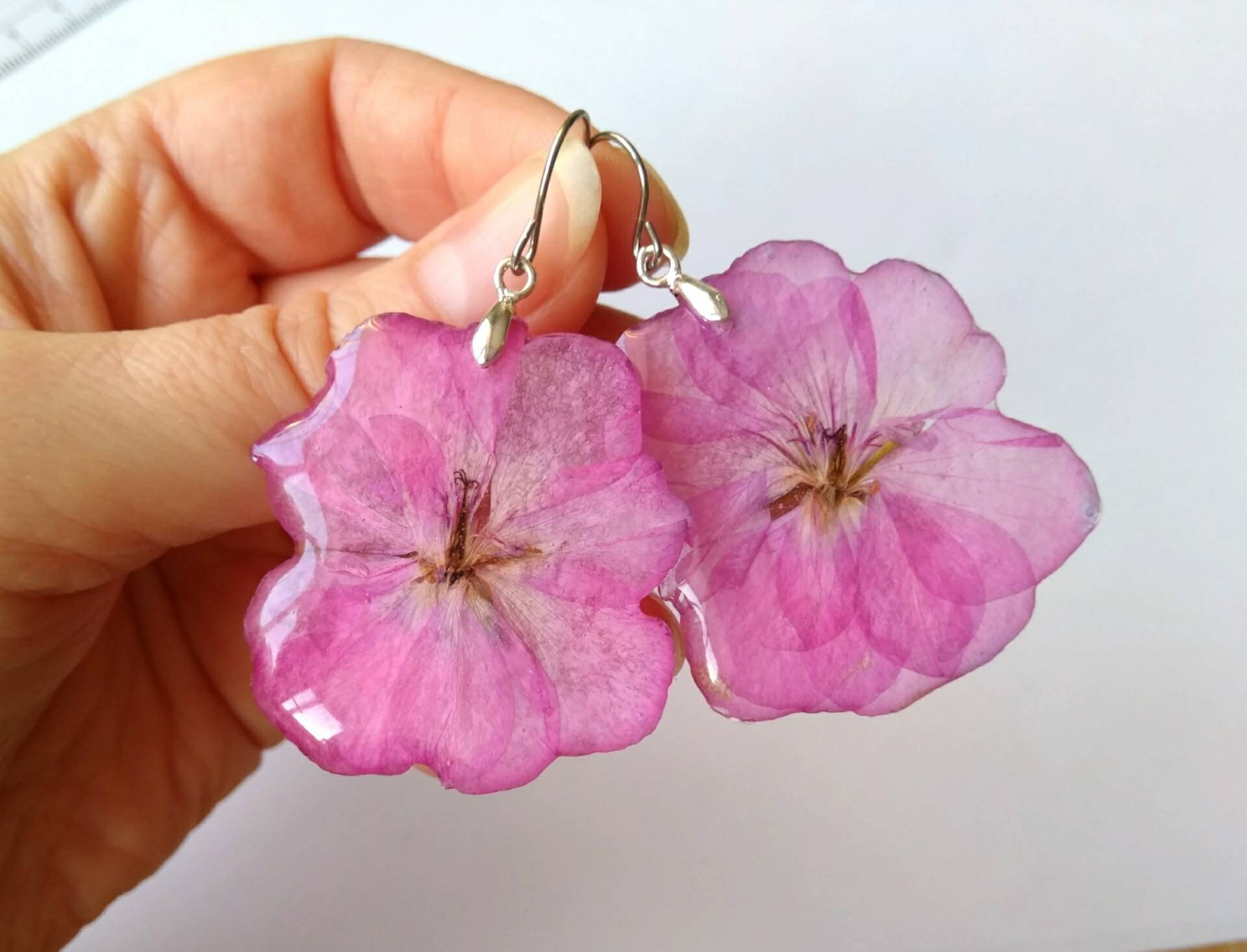 Pressed flower earrings Dangle earrings real flower Earrings Etsy