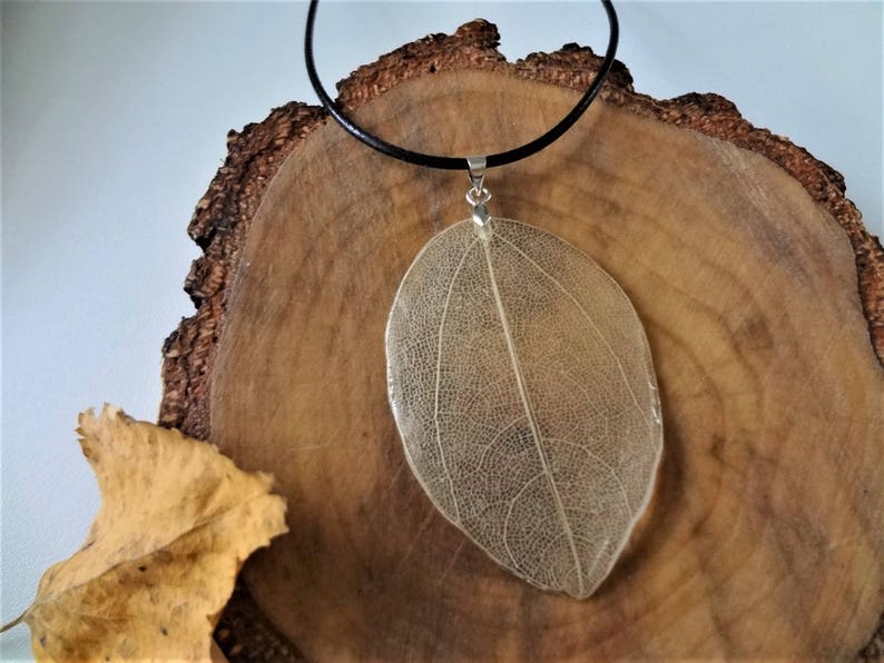 Nature jewelry Resin leaf necklace Skeleton leaf jewelry Resin Etsy