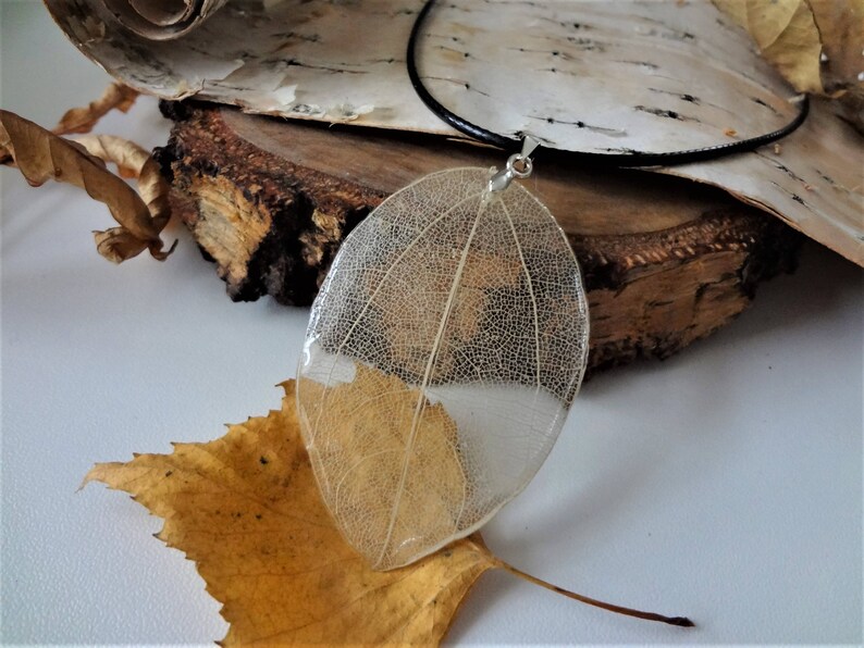Nature jewelry Resin leaf necklace Skeleton leaf jewelry Resin Etsy