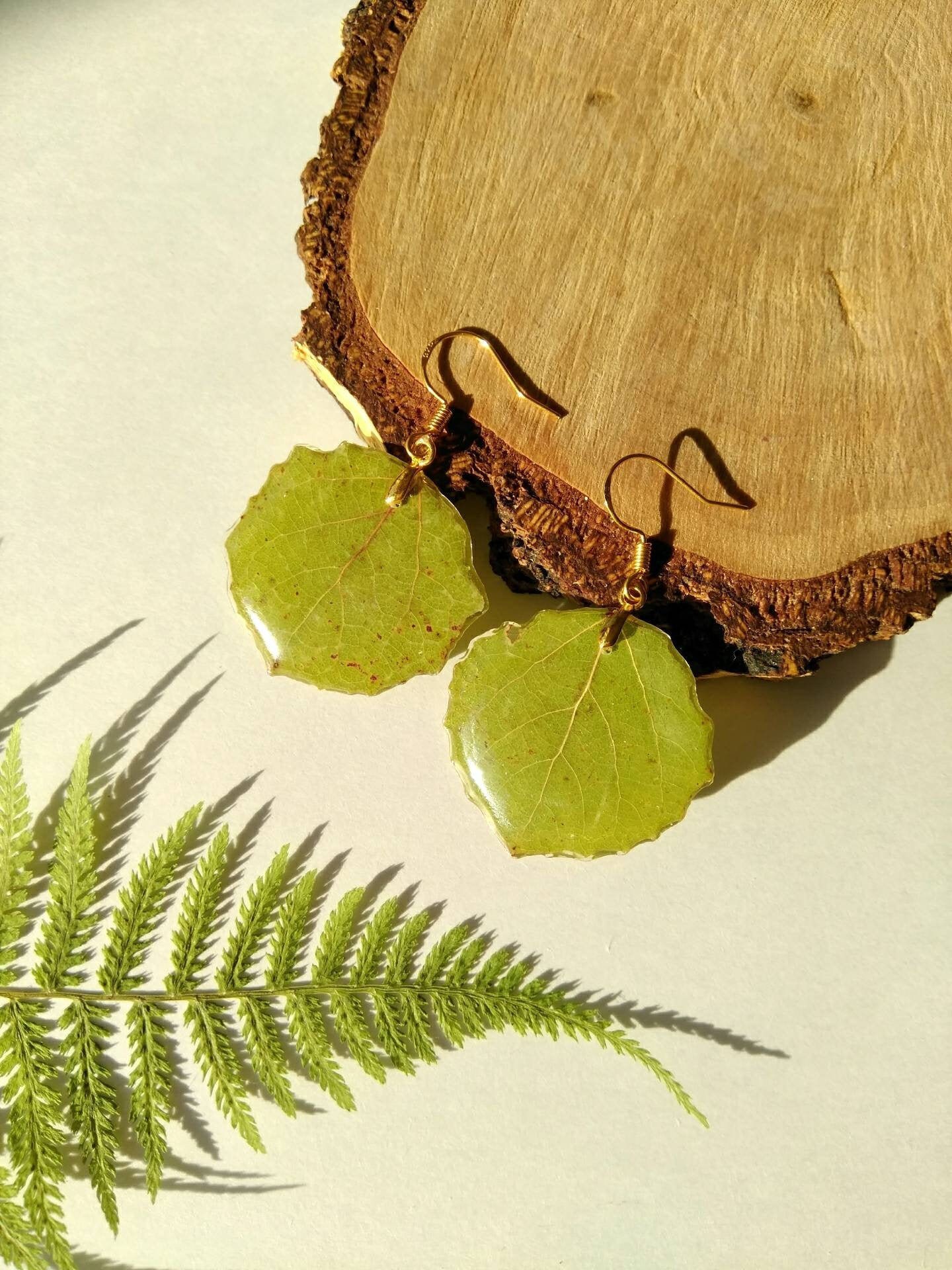 Dangle leaf earrings Nature earrings Leaf resin earrings Resin Etsy