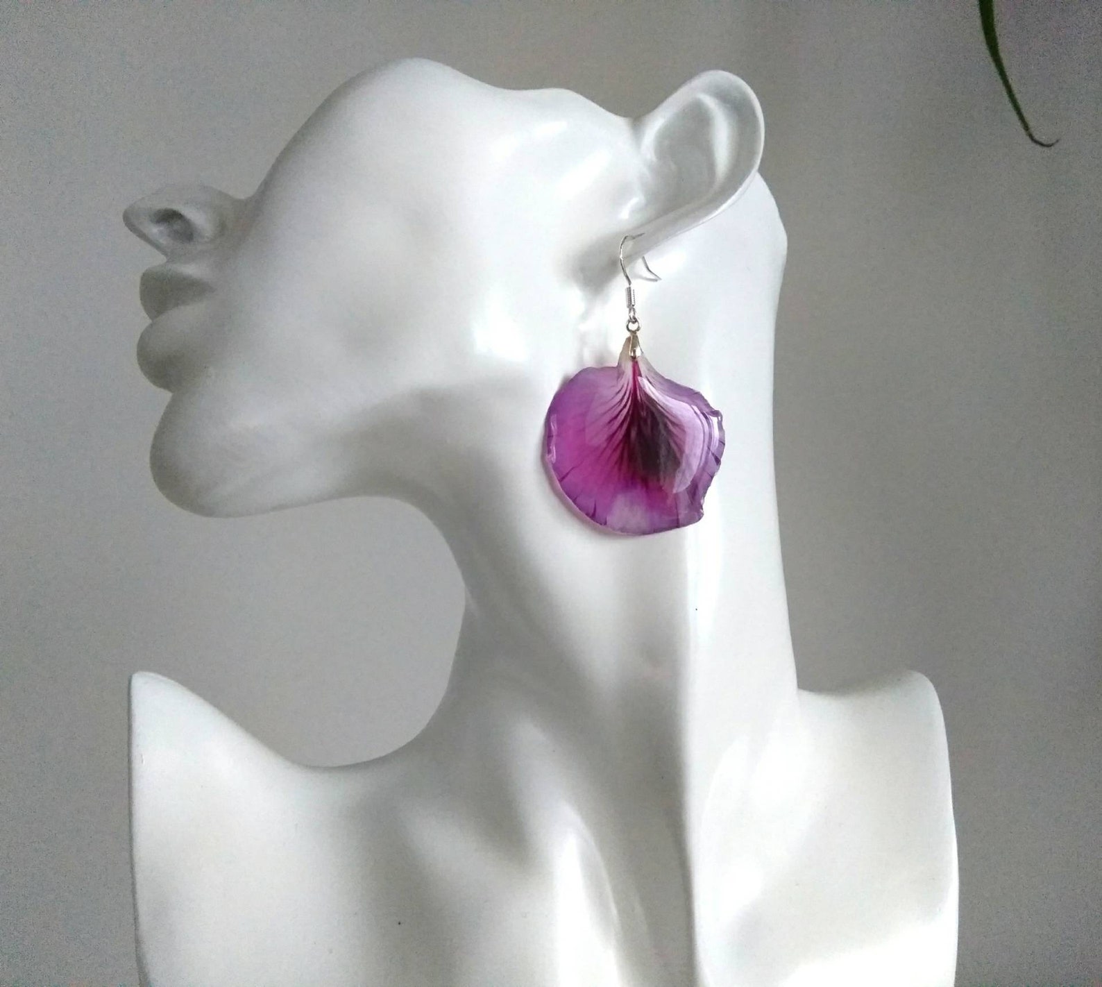 Drop fuchsia earrings Dangle earrings real flower Earrings Etsy