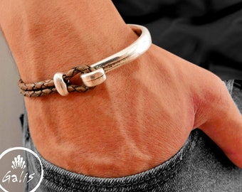 Men's Leather Bracelet - Men's Cuff Bracelet - Men's Bracelet - Men's Jewelry - Men Gift - Husband Gift - Boyfriend Gift - Gift For Dad