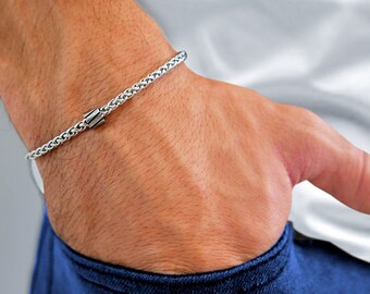 Men's Chain Bracelet - Men's Silver Bracelet - Men's Cuff Bracelet - Men's Bracelet - Men's Jewelry - Husbnad Gift - Boyfiren Gift - Male