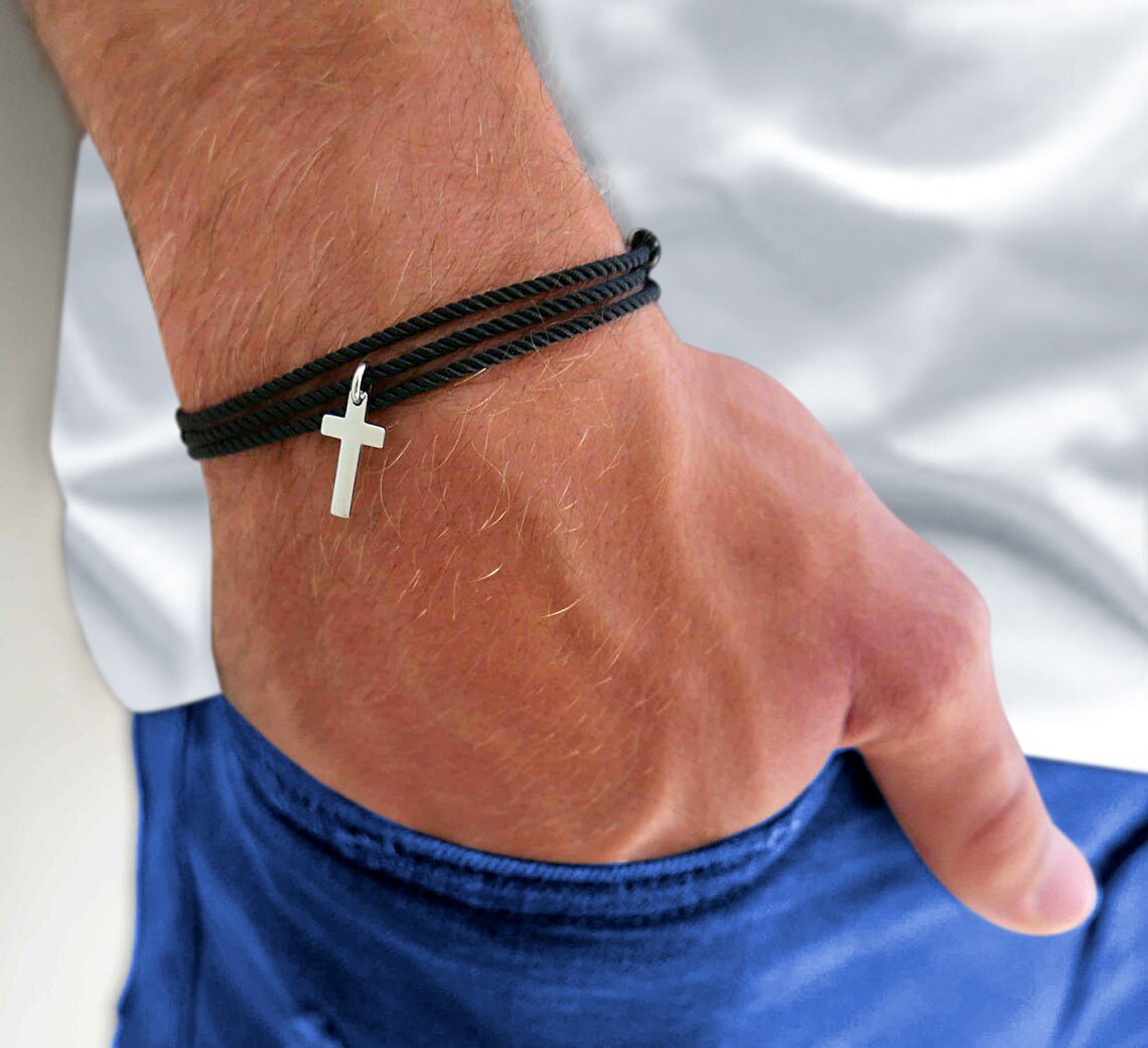 Men's Cross Bracelet Men's Religious Bracelet Etsy