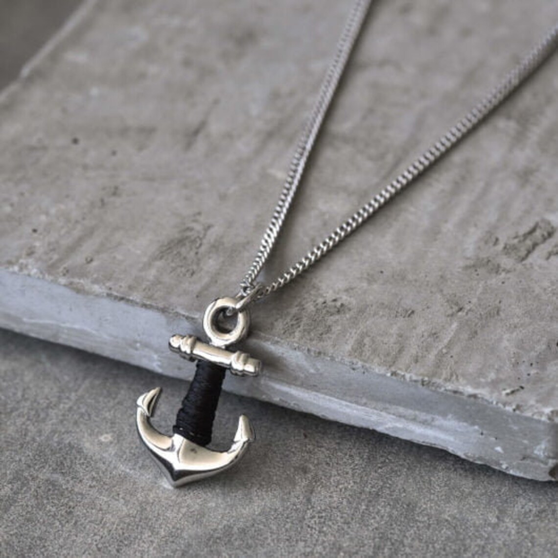 Men's Anchor Necklace Men's Anchor Pendant Etsy