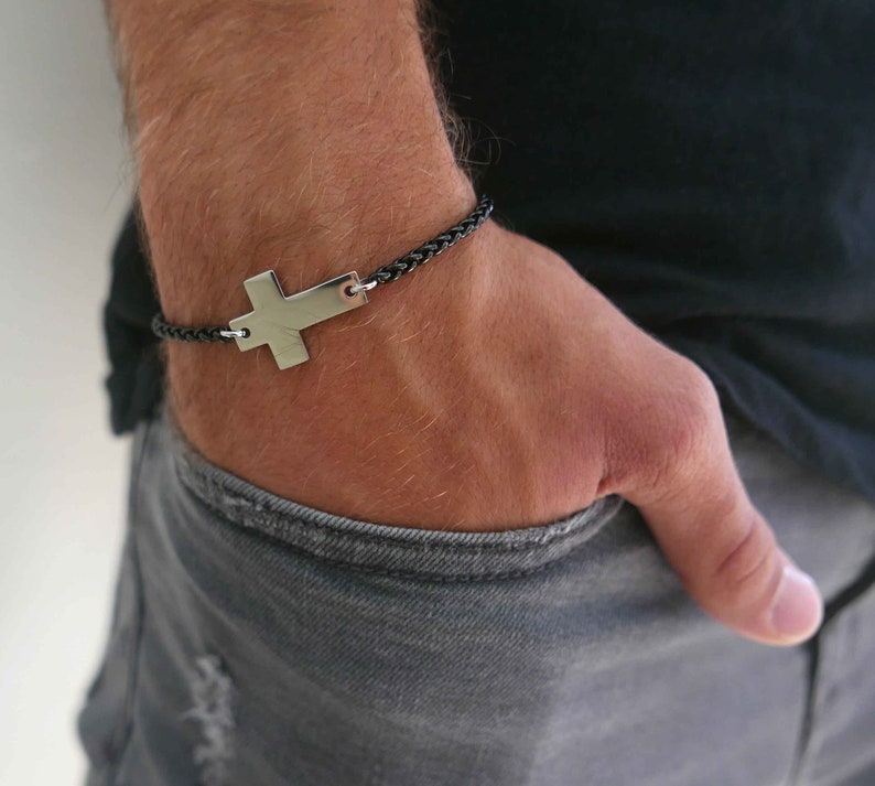 Men's Cross Bracelet Men's Religious Bracelet Etsy