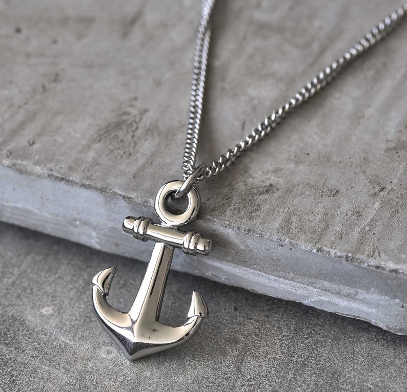Men's Anchor Necklace Men's Anchor Pendant Etsy
