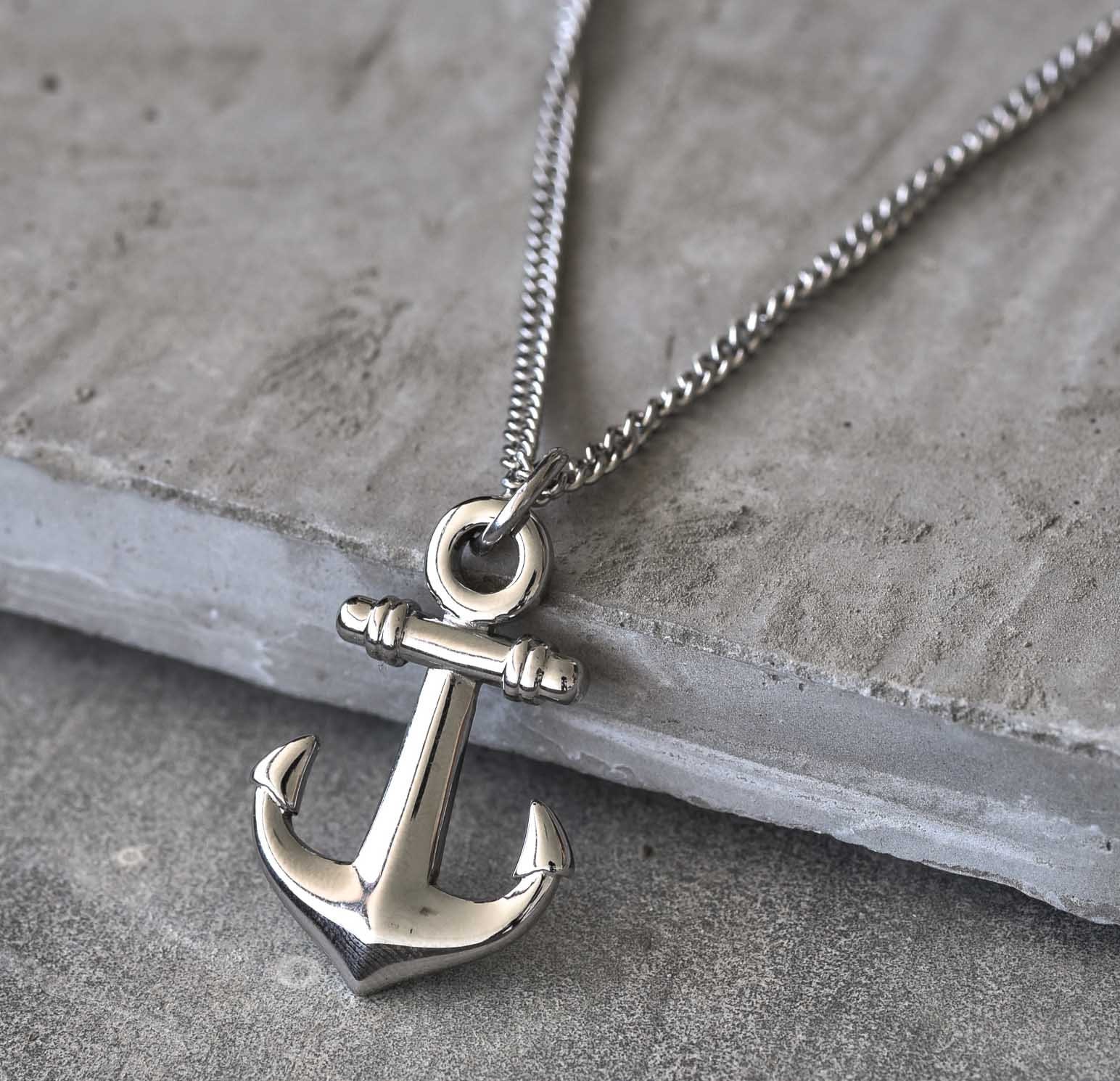 Men's Anchor Necklace Men's Anchor Pendant Etsy
