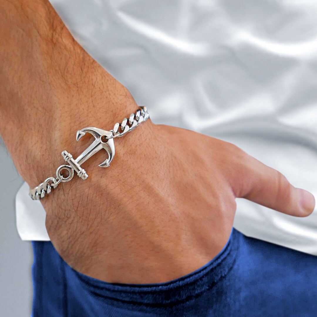 Men's Anchor Bracelet Men's Chain Bracelet Etsy