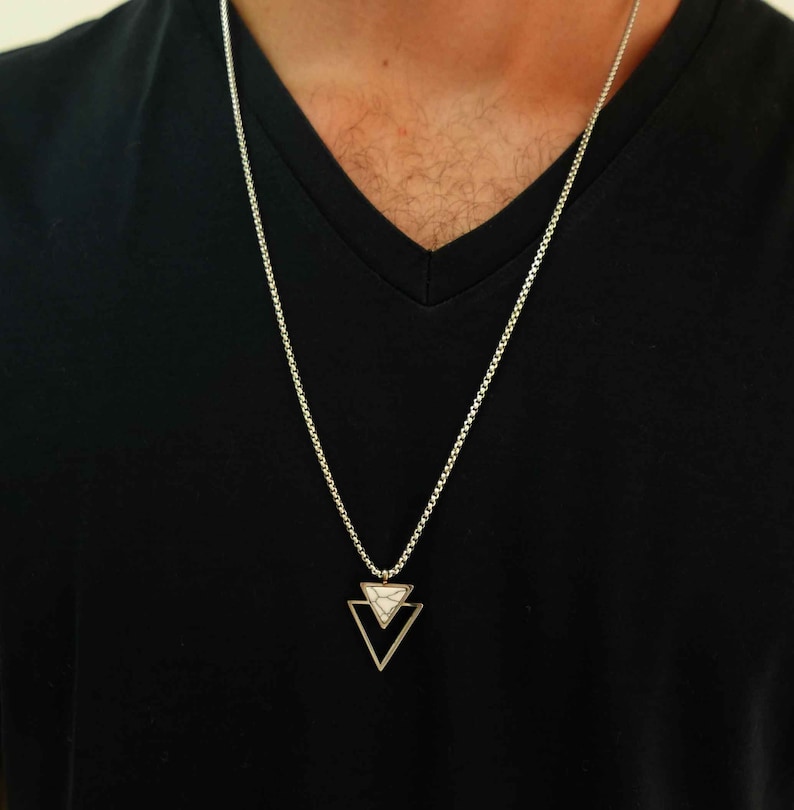 Men/'s Stainless Steel Necklace Men/'s Necklace Boyfriend Gift Men/'s Jewelry Husband Gift Men/'s Pendant Men/'s Triangle Necklace