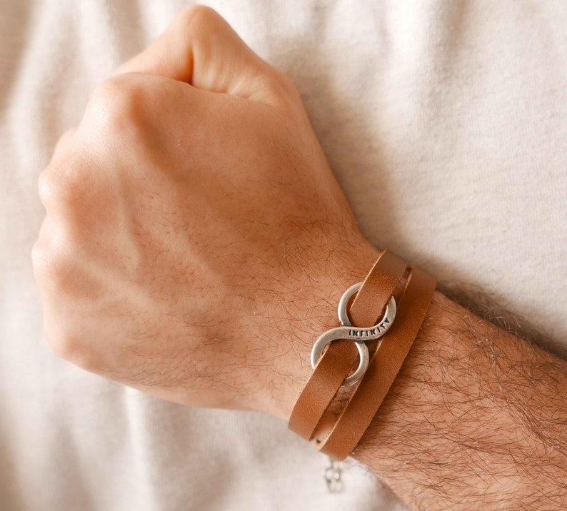 Men's Infinity Bracelet Men's Leather Bracelet Etsy