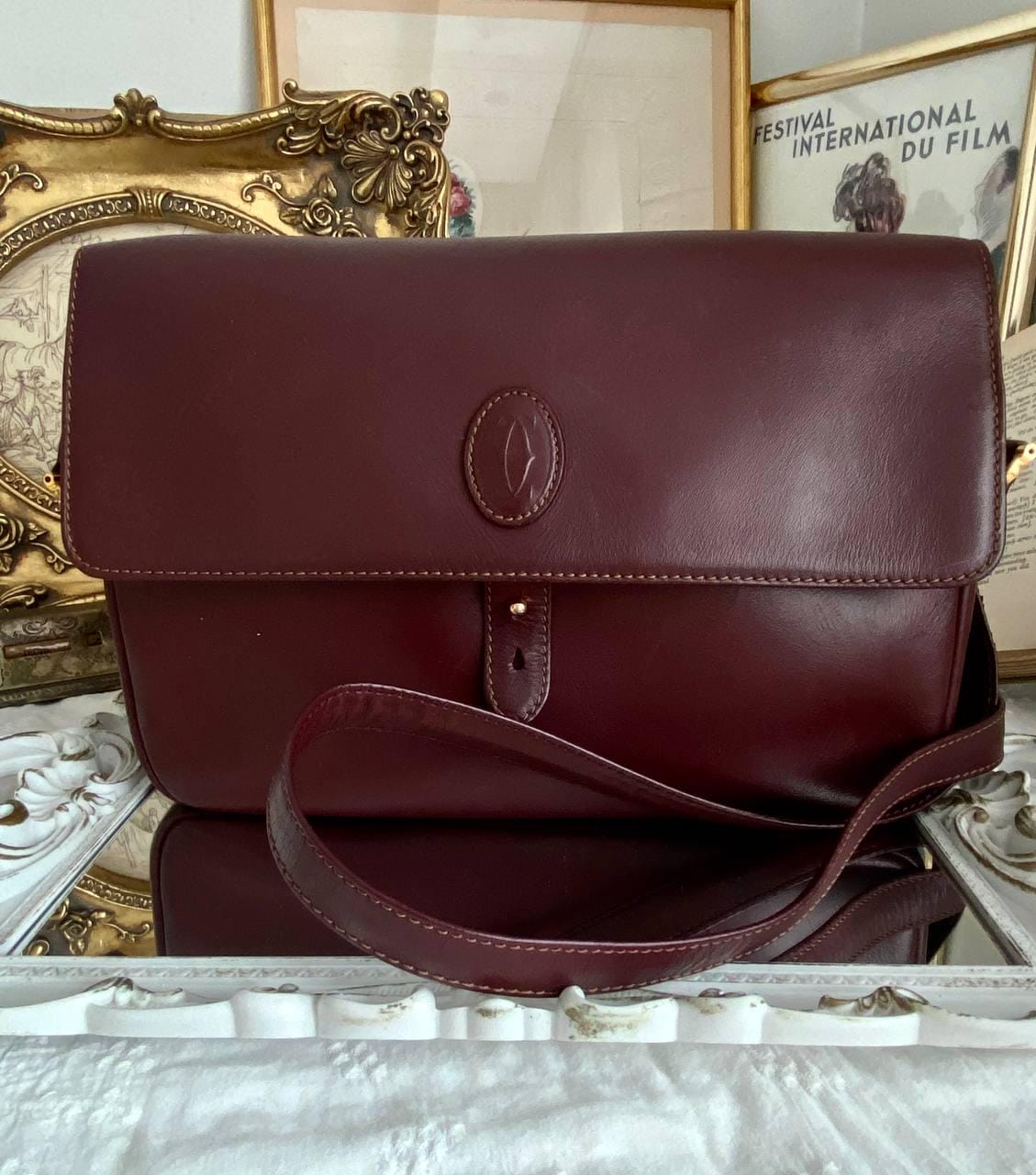 Cartier バーガンディ ハンドバッグ Cartier Classic Sling Shoulder Bag - Etsy