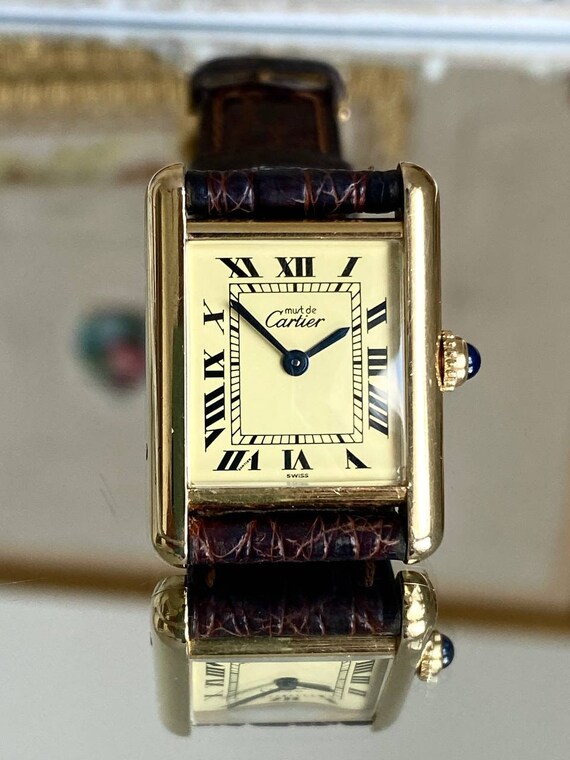 Cartier Tank Vintage klassiek quartz horloge met Romeinse wijzerplaat met certificaat en doos Etsy Nederland