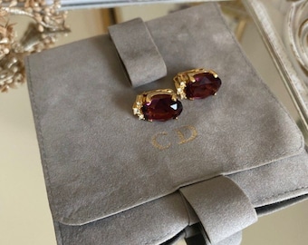 Christian Dior Vintage Earring With Purple Glass Stone