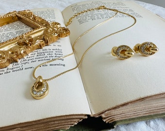 Christian Dior CD Authentic Vintage Necklace and Clip-on Earrings Set