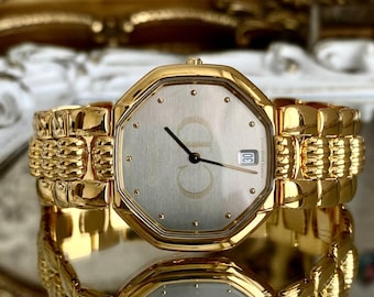 Christian Dior Golden Octagon Classic Watch With Box - Etsy