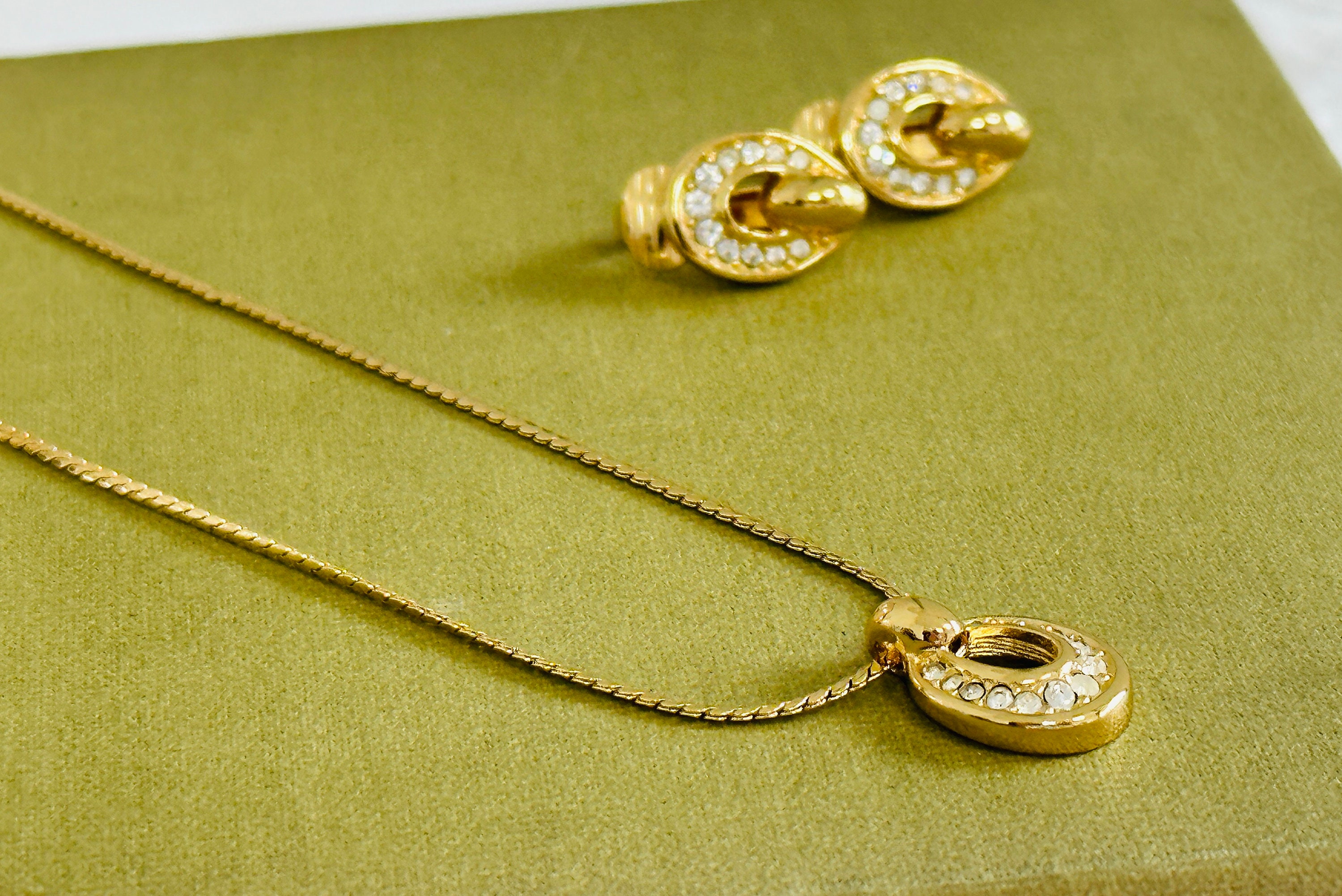 R7 Diamante Gold Necklace and Clip-on Earrings set 214 main image 0