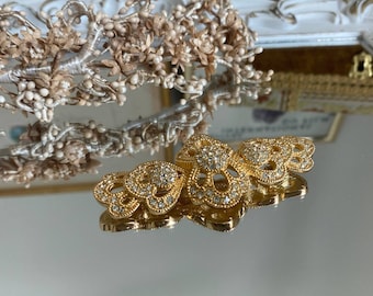 Unique Christian Dior CD Vintage Gold Colour with Stones Brooch