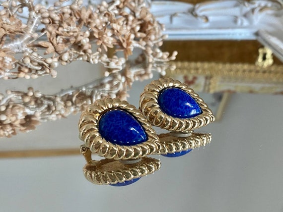 Christian Dior Blue Stone Vintage Clip-on Earrings - image 1