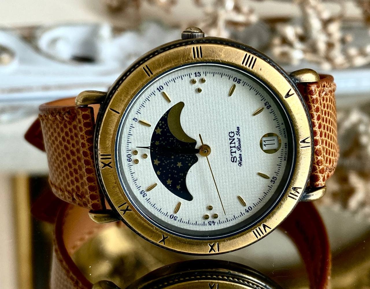 CASIO STING ムーンフェイズ 腕時計 メンズ 新品電池】537 カシオ ムーンフェイズ STING デイト(日付表示