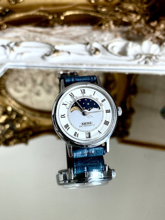 ラグビー選手支給品 KRONE 手巻き ムーンフェイズ 腕時計