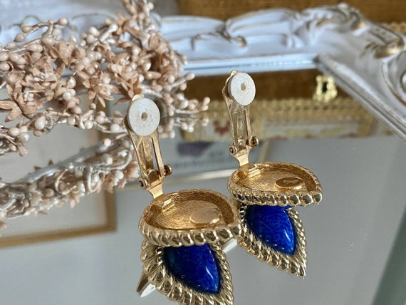 Christian Dior Blue Stone Vintage Clip-on Earrings - image 3