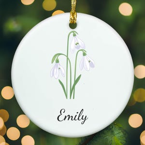 Snowdrop ornament, Snowdrop name ornament, Snowdrop flower ornament, Snowdrop personalized ornament, Snowdrop floral ornament, APR005