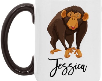 Monkey Mug, Monkey Gifts, Monkey Coffee Mug, Monkey Cup, Cute Monkey Coffee Cup, Monkey Mom, Personalized Mug, CWM030