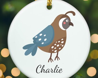 Personalized Quail ornament, Quail Christmas ornament, Quail xmas ornament, APR011