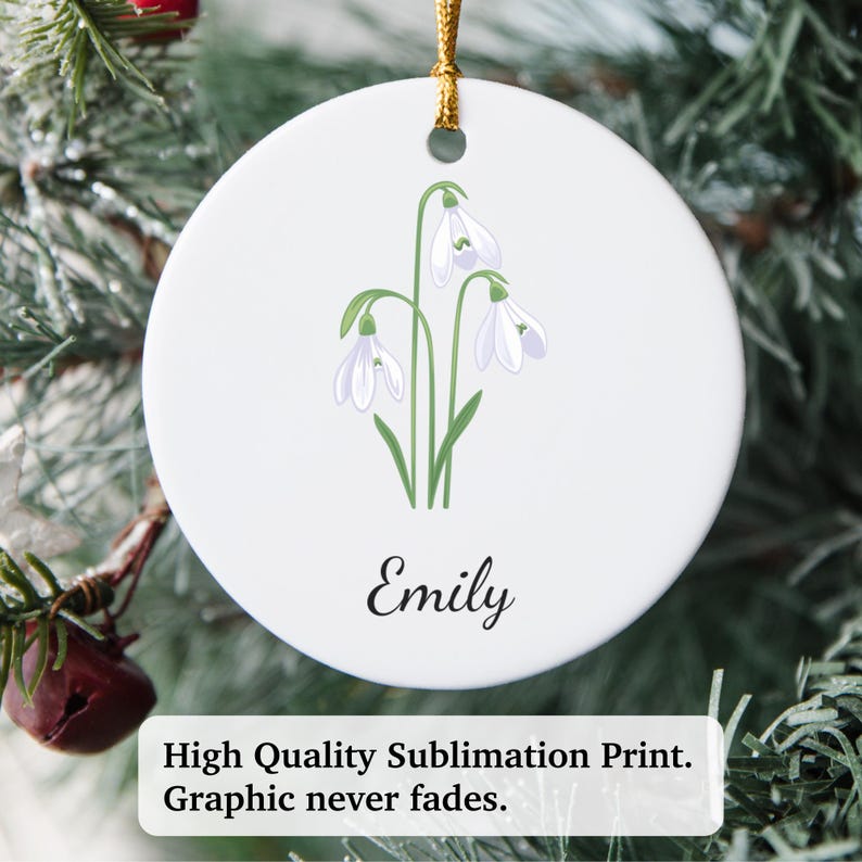 Snowdrop Ornament, Snowdrop Name Ornament, Snowdrop Flower Ornament