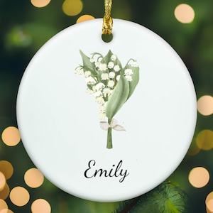 Lily of the Valley ornament, Lily of the Valley flower ornament, Lily of the Valley personalized ornament, APR005