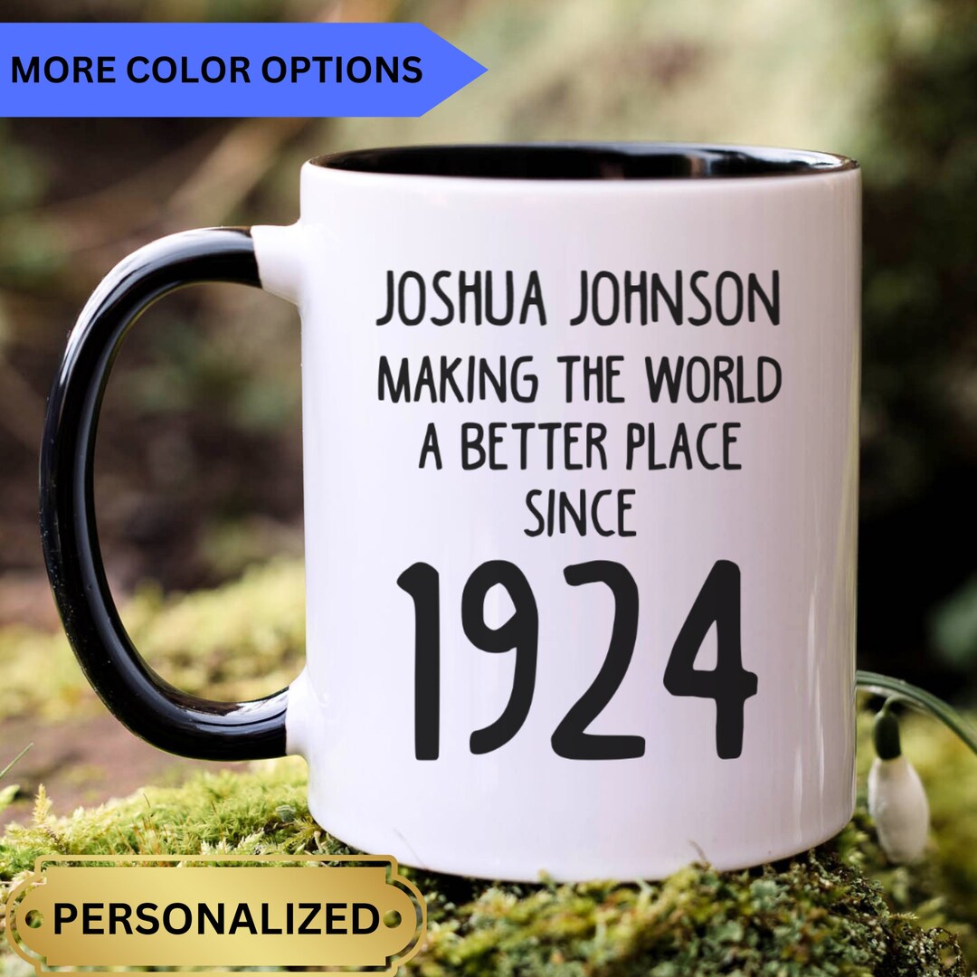 Personalized 100th Birthday Gift, 100th Birthday Mug, 100 Year Old Birthday Gifts, 1924 Mug
