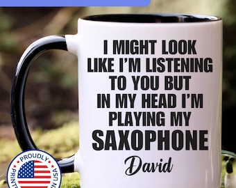Personalized Saxophone mug, Saxophone gift, Saxophone player gift, Saxophone gifts, Saxophone coffee mug, APO053