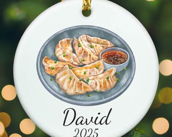 Personalized Dumpling ornament, Dumpling Christmas ornament, Dumpling xmas ornament, APR015