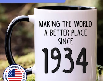 90th birthday gift, 90th birthday mug, 90 year old birthday gifts, 1934 mug, 90th bday gifts,90th birthday gag, APO071
