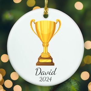 Personalized Trophy ornament, trophy Christmas ornament, trophy xmas ornament, APR008
