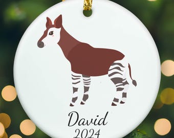 Personalized Okapi ornament, Okapi Christmas ornament, Okapi xmas ornament, APR011