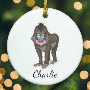 Personalized Baboon ornament, Baboon Christmas ornament, Baboon xmas ornament, APR011