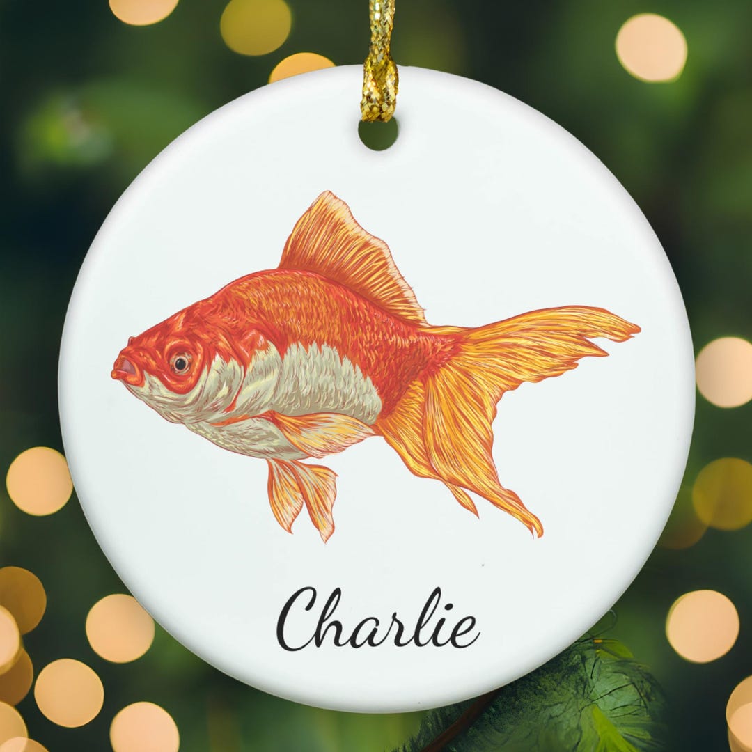 Image showcasing Personalized Goldfish Ornament, Goldfish Christmas Ornament, Goldfish ...