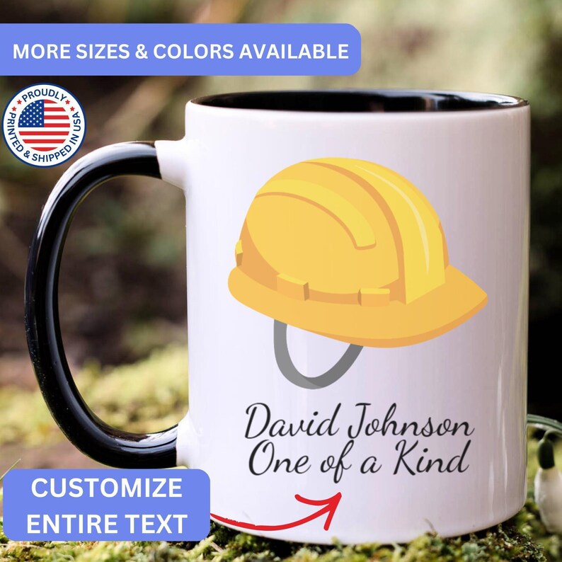 Personalized Safety Helmet mug, custom Safety Helmet mug, Safety Helmet gift, Safety Helmet gifts, APO067 image 1