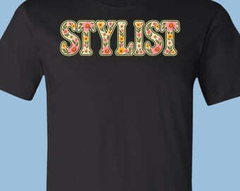 Hairstylist Floral Wildflower Letters T-Shirt, Retro Boho Floral Tee, APA011